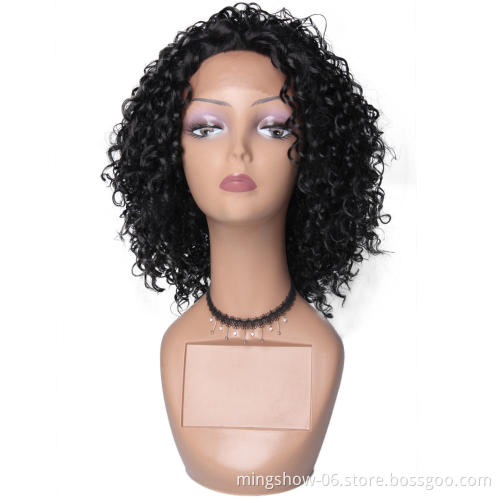 Female short curly lace front wig synthetic